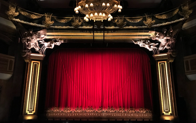 theatre with closed curtains